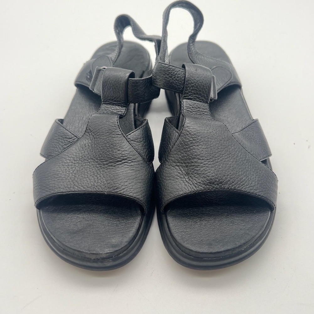 Easy Spirit I-Varsity Black Leather Slingback Comfort Sandals Womens 7.5 M